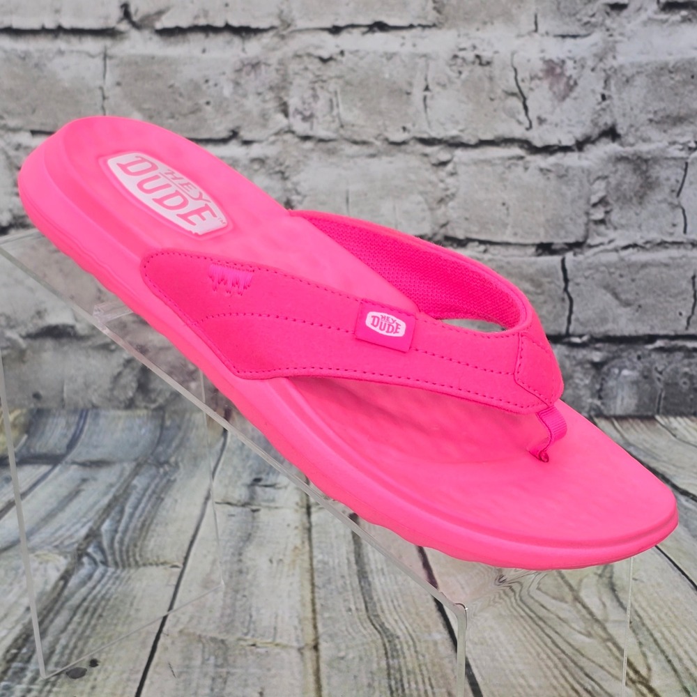 Hey Dude Christi Flip Mono Sandals Womens 8 Electric Pink Lightweight Thong